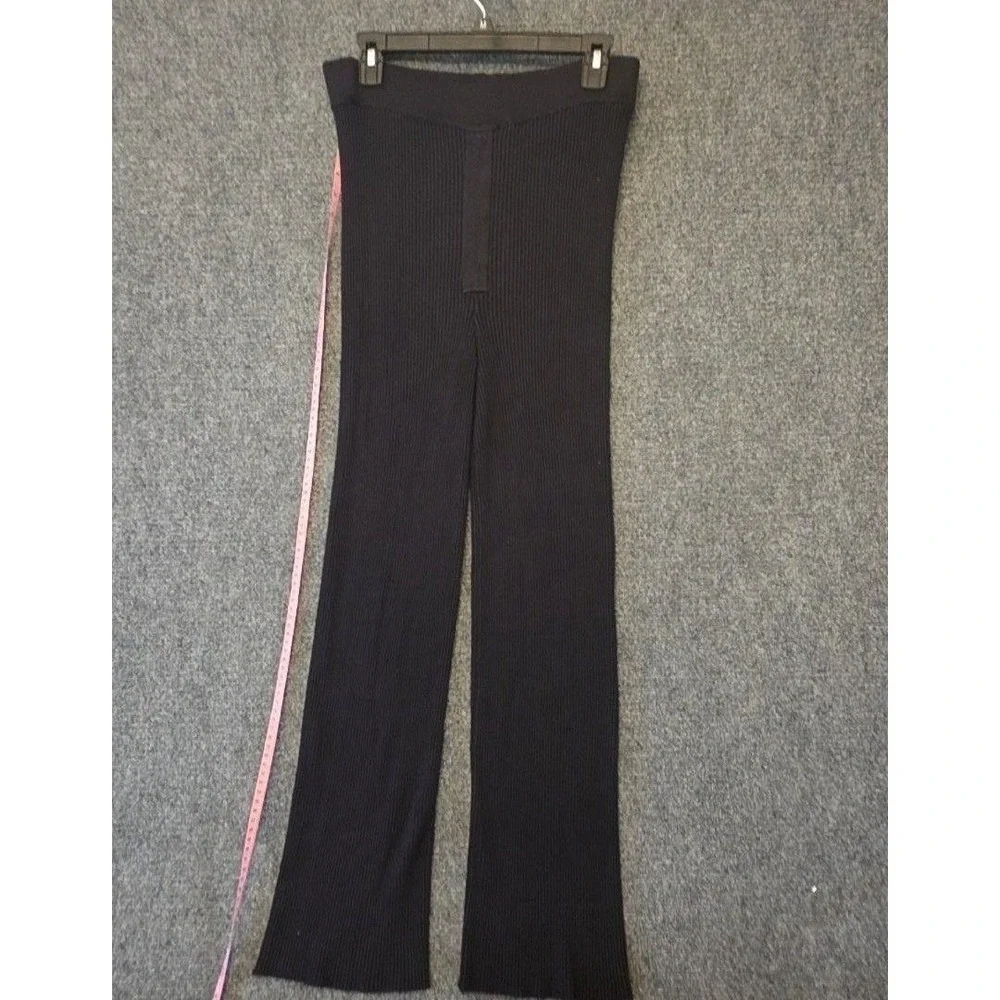 Salt Murphy Pants Womens M Black Ribbed Knit Pull On Flare Leg Stretch Lounge